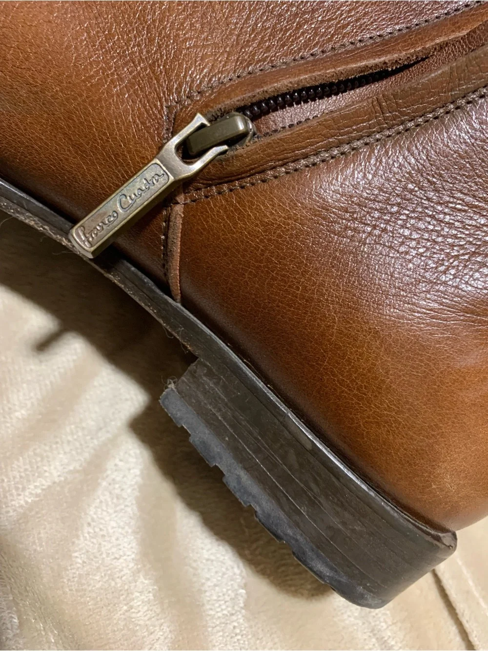Franco Cuadra Brown Leather Ankle Booties with Buckle - Boho Chic Women Low Heel